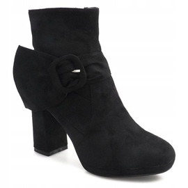 Suede Booties On A Post Black LS5006 2