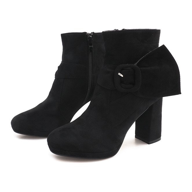 Suede Booties On A Post Black LS5006 1