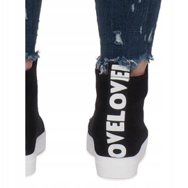 Black Fabric Wedge Sneakers Love 1