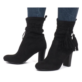 Isabelle Black Fringed Booties 2