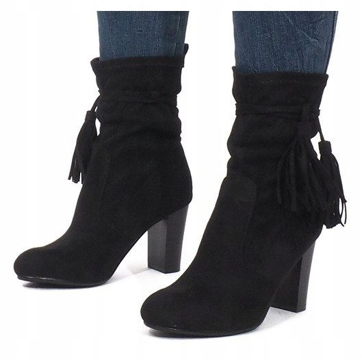 Isabelle Black Fringed Booties 1