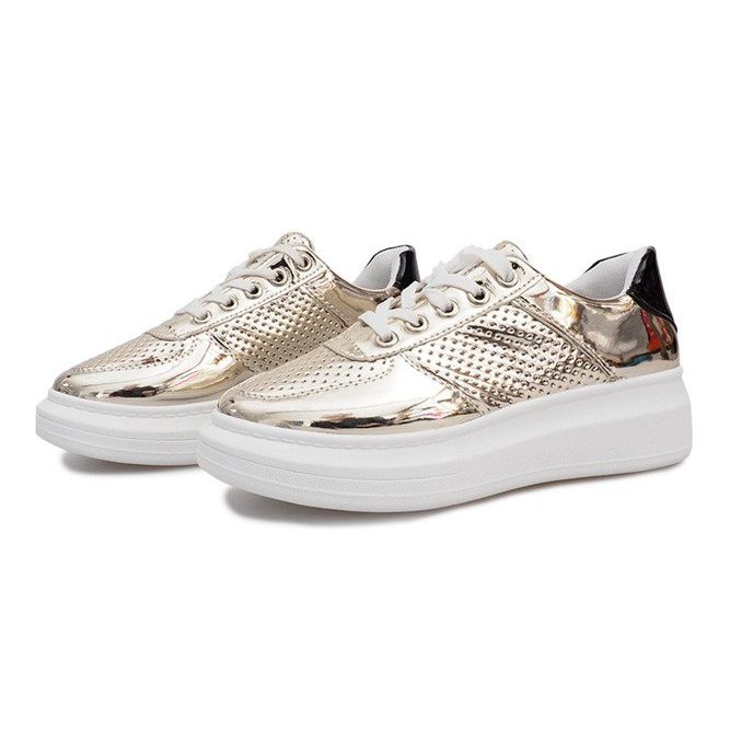 Adele's Gold Lacquered Openwork Sneakers golden 1