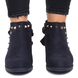 Suede boots with a zipper LL-168 Navy Blue 1