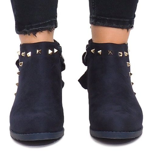 Suede boots with a zipper LL-168 Navy Blue 1
