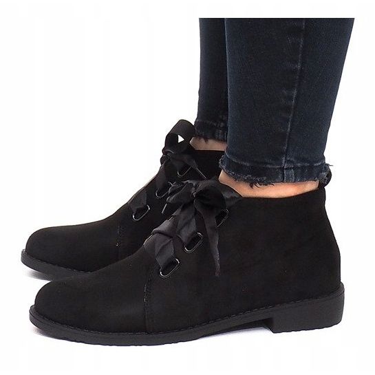 Suede Booties Bows 100-815 Black 2