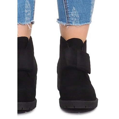 Suede Booties and Bows FA162 Black 1