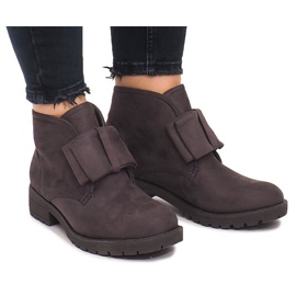 Suede Booties and Bows FA162 Gray grey 2