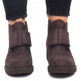 Suede Booties and Bows FA162 Gray grey 1