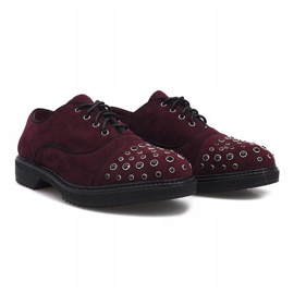 Maroon brogues with Raymonde studs red 1
