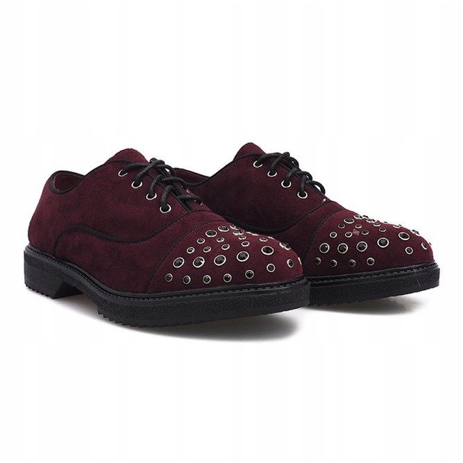 Maroon brogues with Raymonde studs red 1