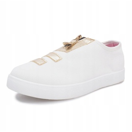 White sneakers with a Simple zipper golden 1