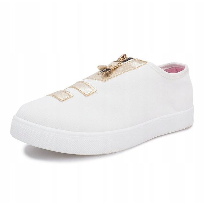 White sneakers with a Simple zipper golden 1