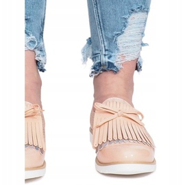 Pink openwork loafers with Pamole fringes 1