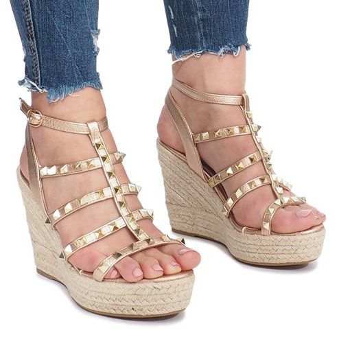 Champagne wedge sandals Mood espadrilles golden 2