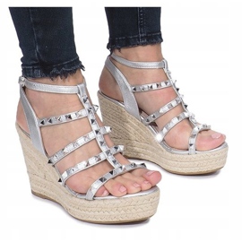 Silver wedge sandals Mood espadrilles grey 1