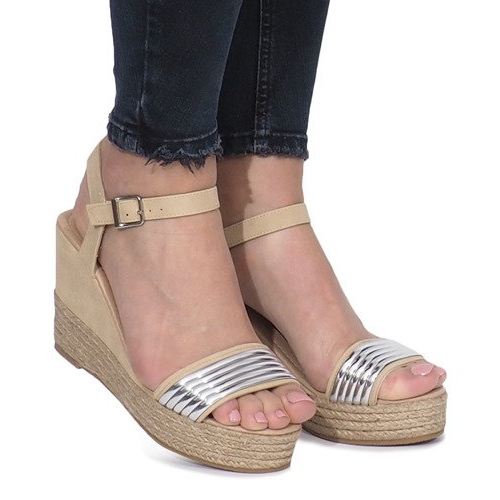 Beige sandals on a delicate Glam Shine wedge heel 1