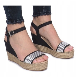 Black sandals on a delicate Glam Shine wedge heel 2
