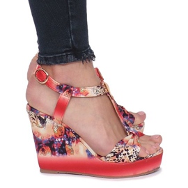 Red Wilde Flowers wedge sandals 1