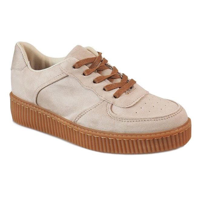 Beige Lace Up Creepers 7-K3568B 1