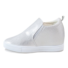 Silver openwork sneakers on the wedge DD383-2 grey 1
