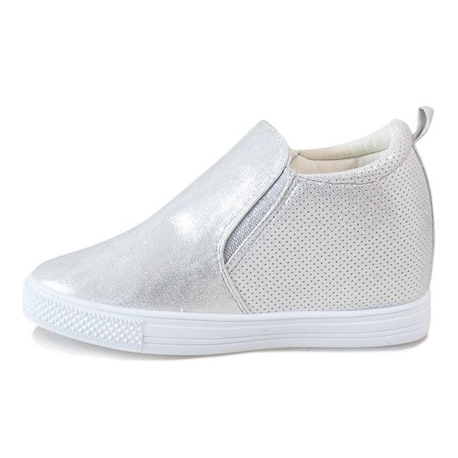 Silver openwork sneakers on the wedge DD383-2 grey 1