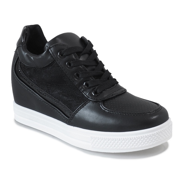 Black wedge sneakers with lace MY562 1