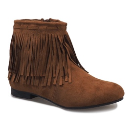 Camel boots with fringes boho LM-656 brown 1