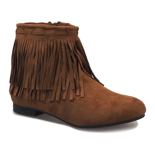 Camel boots with fringes boho LM-656 brown 1