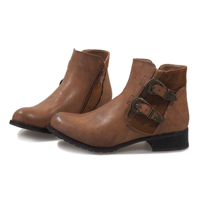 Camel ankle boots with buckles 2993 brown 1