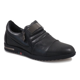 Black low shoes with a zipper H034 1