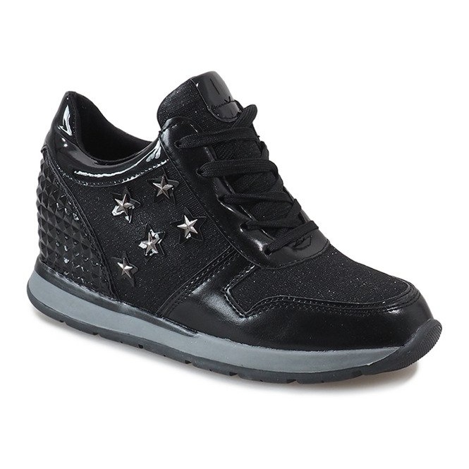 Black wedge sneakers with stars BM1915-3 1