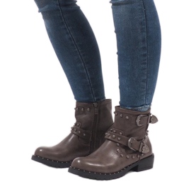 Khaki boots with clasps and sequins A8018 multicolored green 1