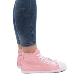 Pink fabric high sneakers 7-1017 1