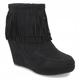 Black suede ankle boots boho LM-653 1