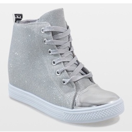 Silver sneakers on the wedge DD385-2 grey 1
