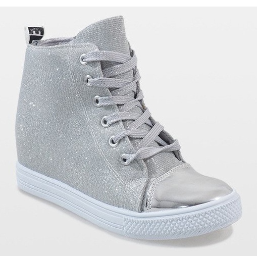 Silver sneakers on the wedge DD385-2 grey 1