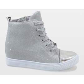Silver sneakers on the wedge DD385-2 grey 2