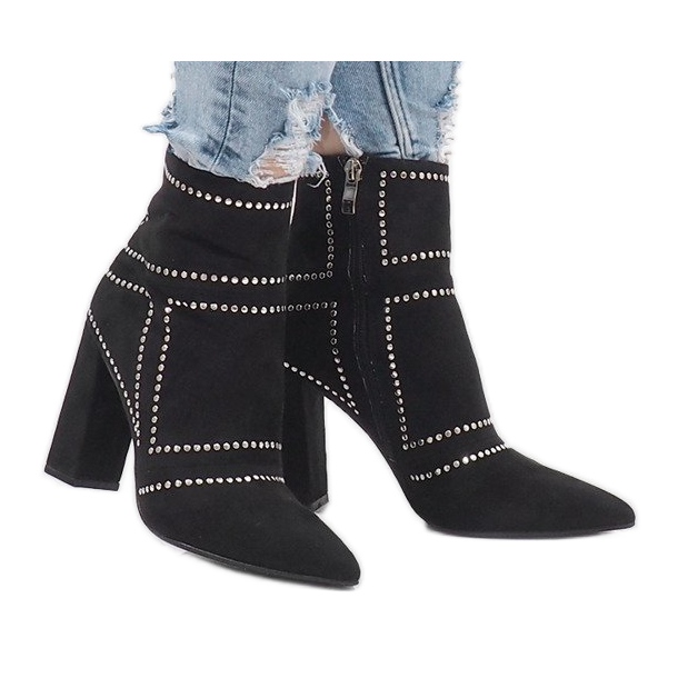 Studded suede ankle boots 1932 black 1