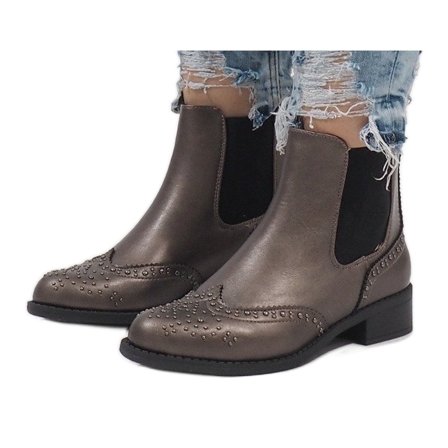 Gray boots with studs K86 Jodhpur boots grey 1