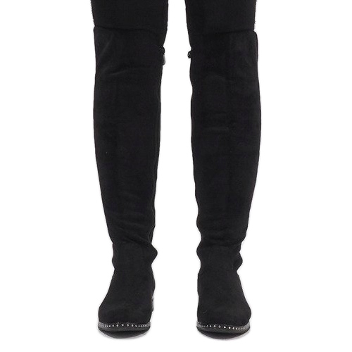 Black suede boots with H305 studs 2