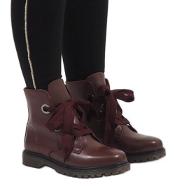 Kayla Shoes Burgundy lace-up boots PF276 red 2