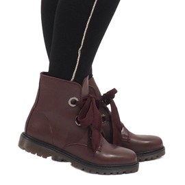 Kayla Shoes Burgundy lace-up boots PF276 red 1
