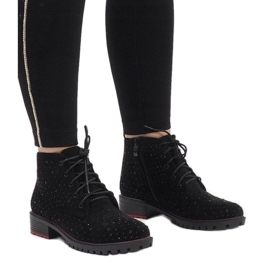 Black suede ankle boots with sequins 1013 1