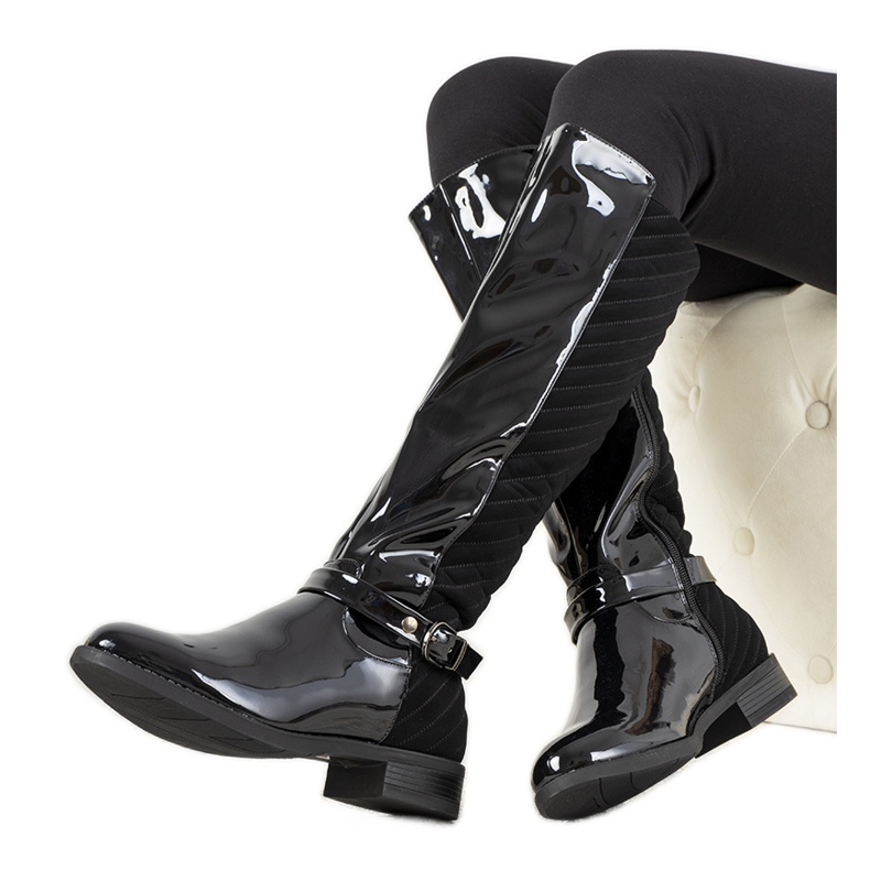 BM Black lacquered boots W-93 1
