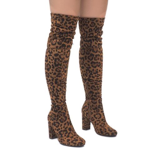 Leopard boots on the post over the knee E5116 multicolored 1
