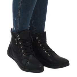 Black lace-up boots R44L-2 2
