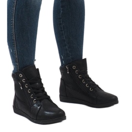 Black lace-up boots R44L-2 1