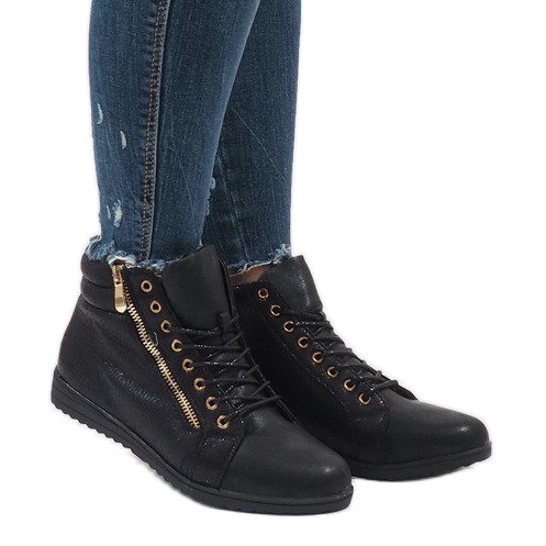 Black lace-up boots R43L-1 1