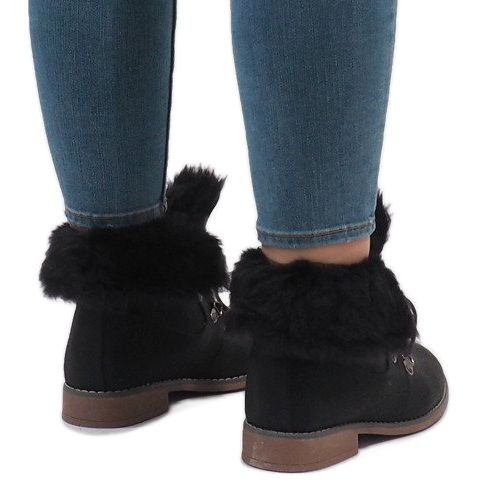 Black, insulated fur boots B9816-KB 1
