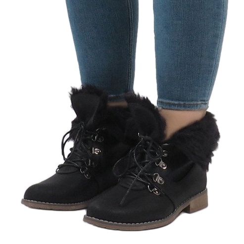 Black, insulated fur boots B9816-KB 2